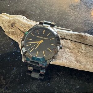 Michael Kors Women's Watch – Black & Gold, New Battery, No Scratches